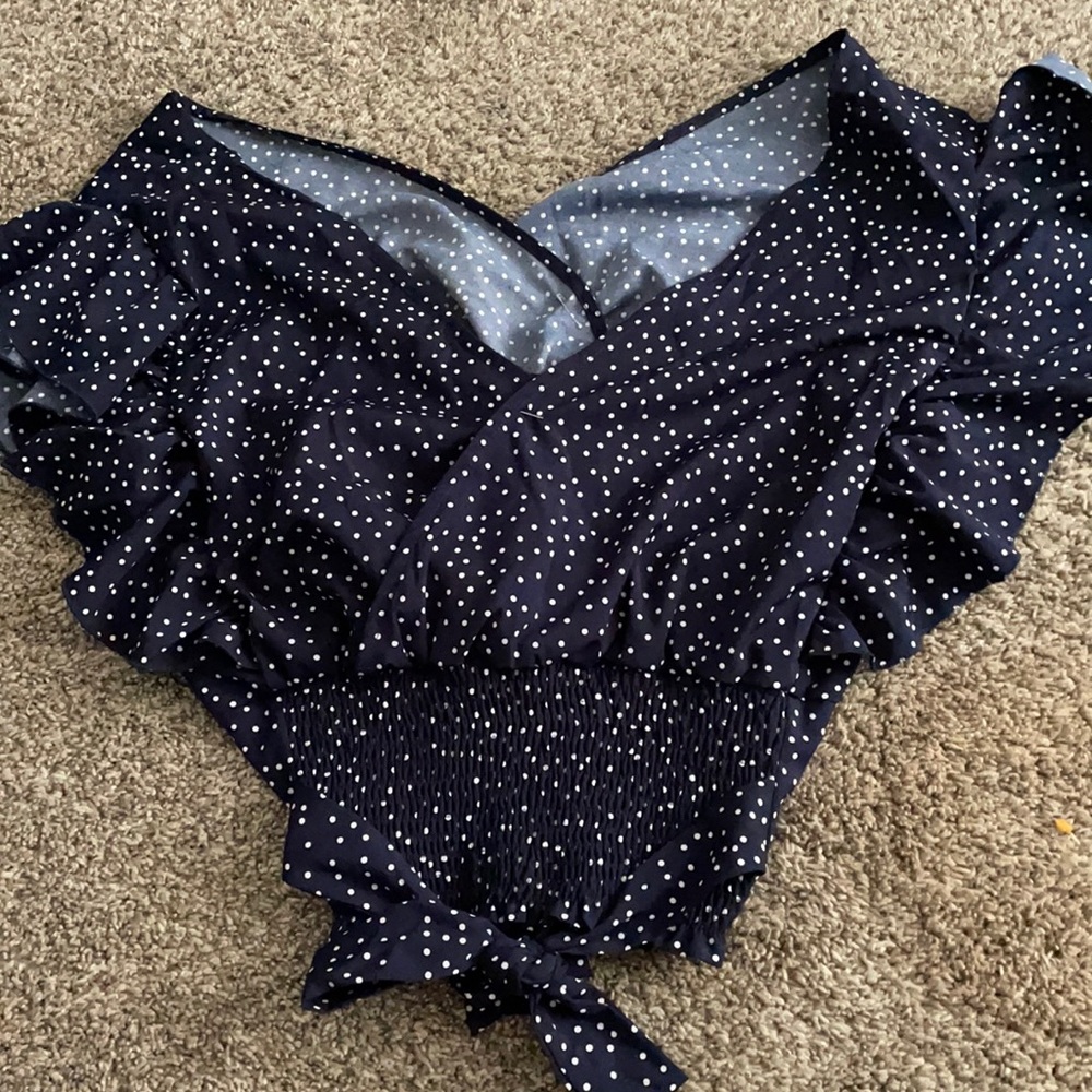 Blue poka dot shirt